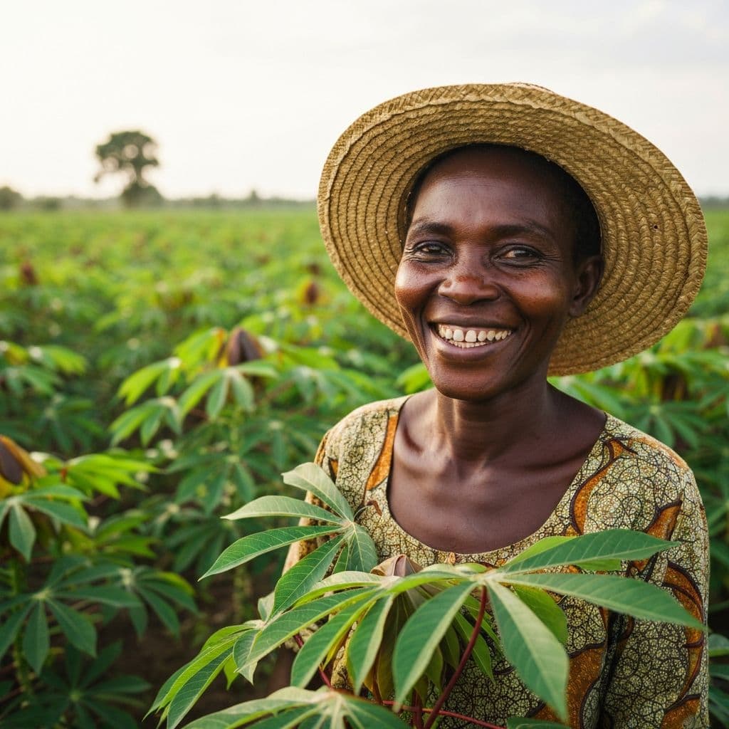 Contact us - woman in cassava field