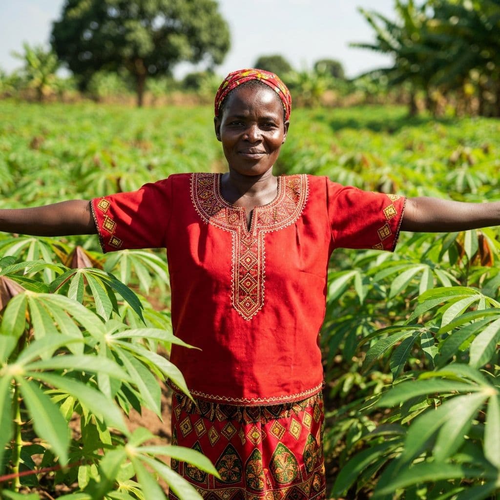 Woman farmer in cassava field